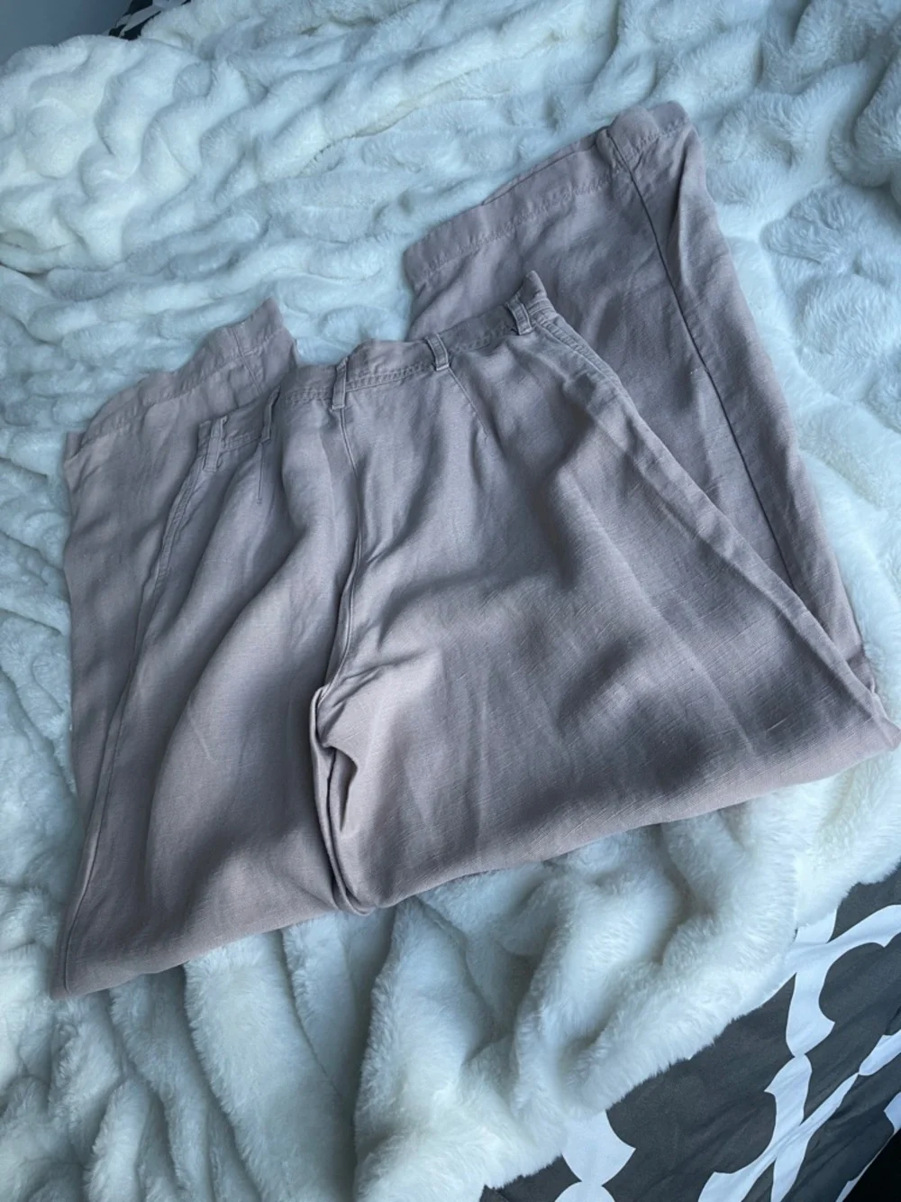 Wilfred Linen Wide Leg Pants Blush Beige High Rise Aritzia Trousers Size 0